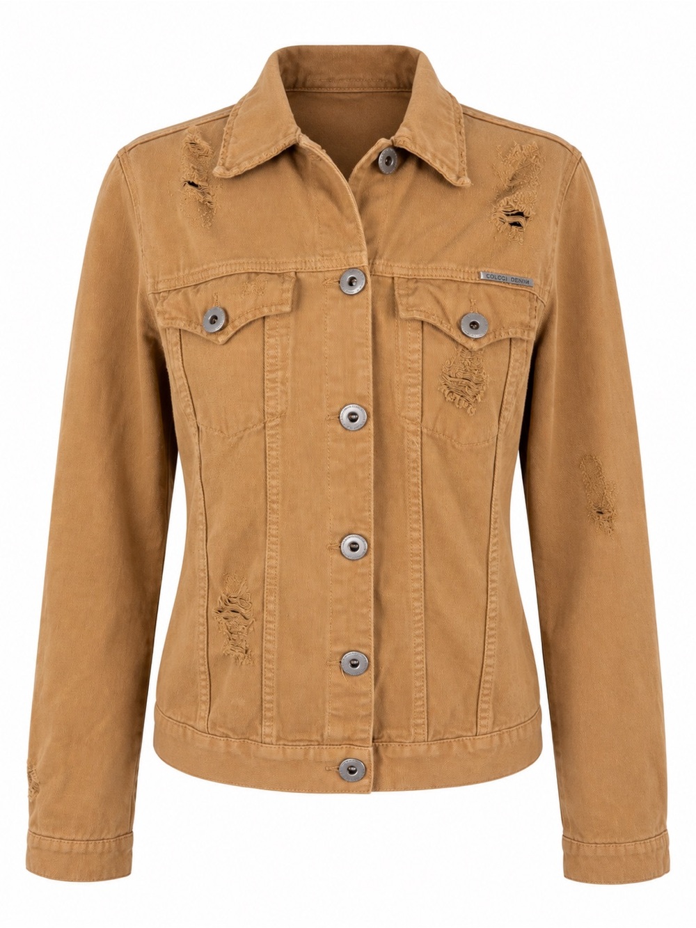 Colcci Tan Distressed Denim Jacket